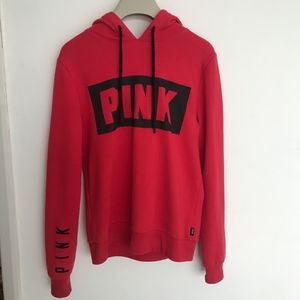 PINK Red Hoodie With Black Logo